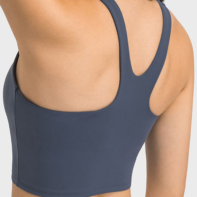 Front Zip Womens Sports Bra High Elastic Breathable Tank Top With Fixed Pad