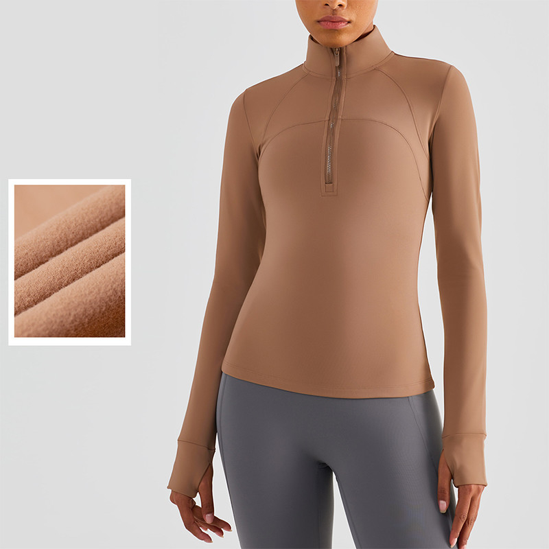 Winter New Plush Horse Riding Base Layer Half Zipper Warm Equestrian Top